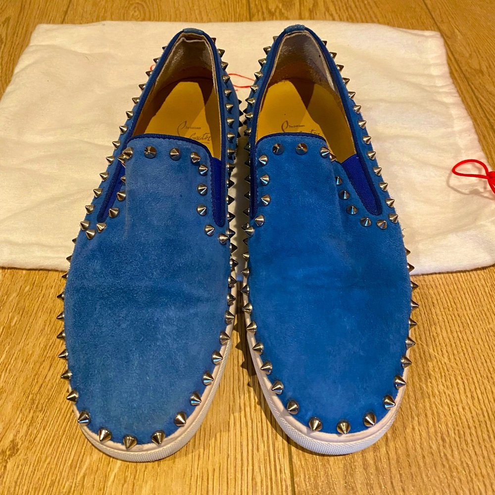 Christian louboutin spikes suede slip-on. Size 39